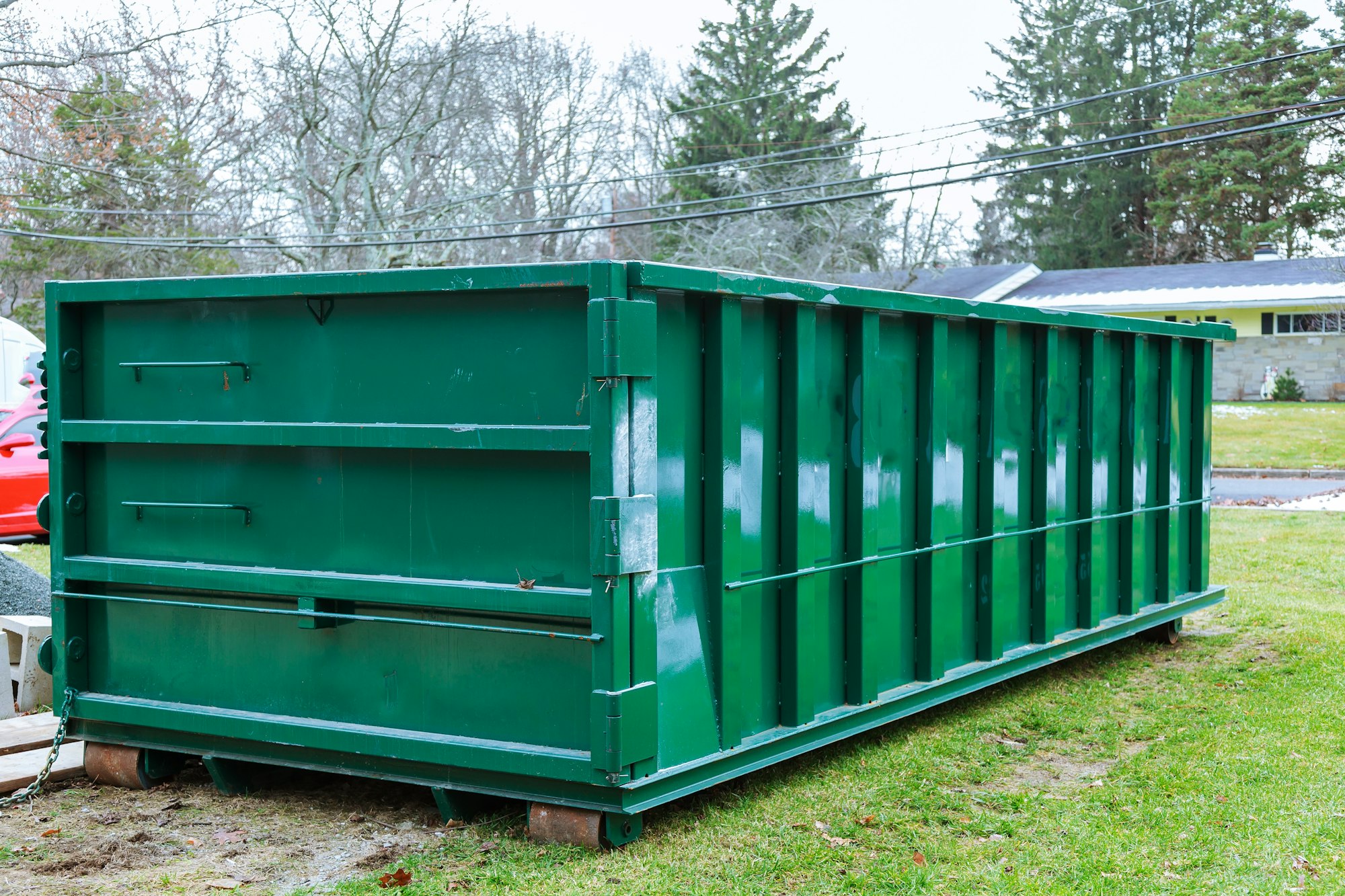 Dumpster full garbage container full of blue garbage